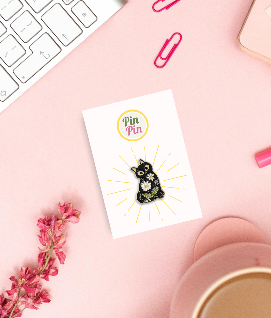 Pin Metalic Floral Cat