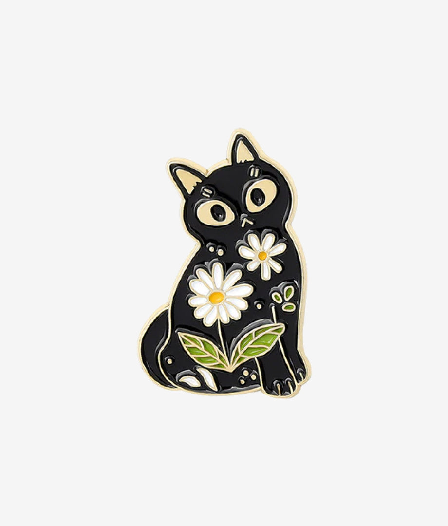 Pin Metalic Floral Cat