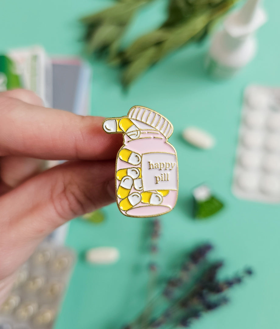 Pin Metalic Happy Pills