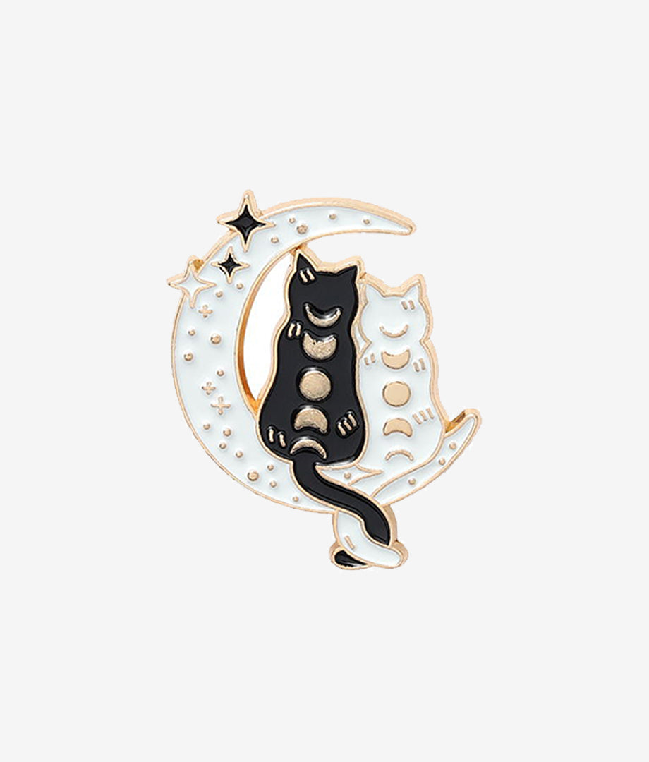 Pin Metalic Cat Lovers (white)