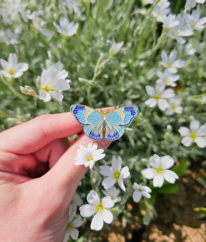 Pin Metalic Blue Butterfly