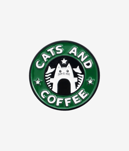 Pin Metalic Cats and coffee