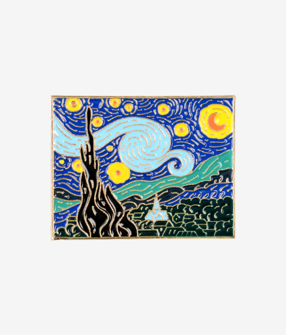 Pin Metalic Starry Night Gogh